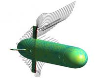 Numerical simulations and the computational mesh around RAV. Credit: Image courtesy CU-Boulder